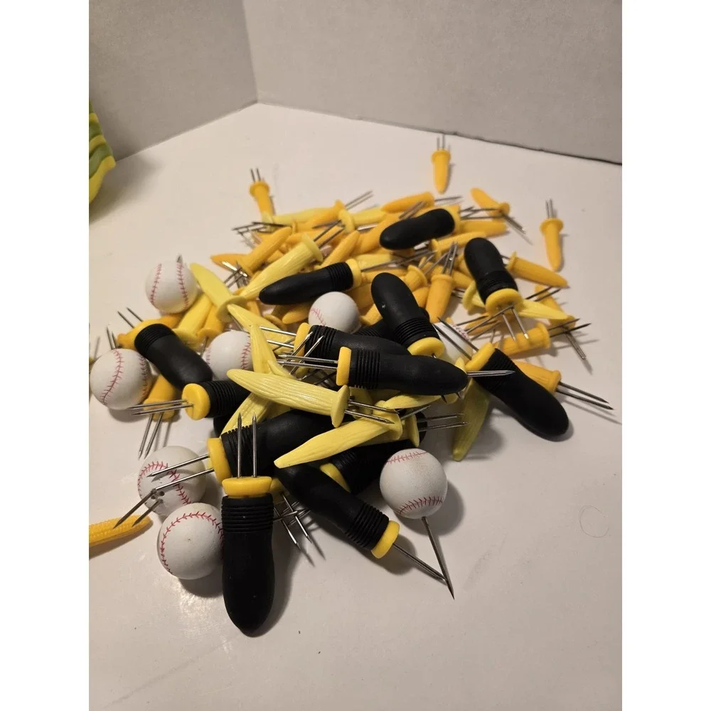 HUGE Lot of 106 Vintage Corn on the Cob Holders/Skewers corn Shape Pre-owned/388